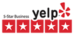 Five-star rated on Yelp